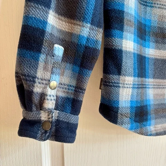 Boys Eddie Bauer Flannel Blue Plaid Sherpa Lined size 10/12 - Picture 4 of 8
